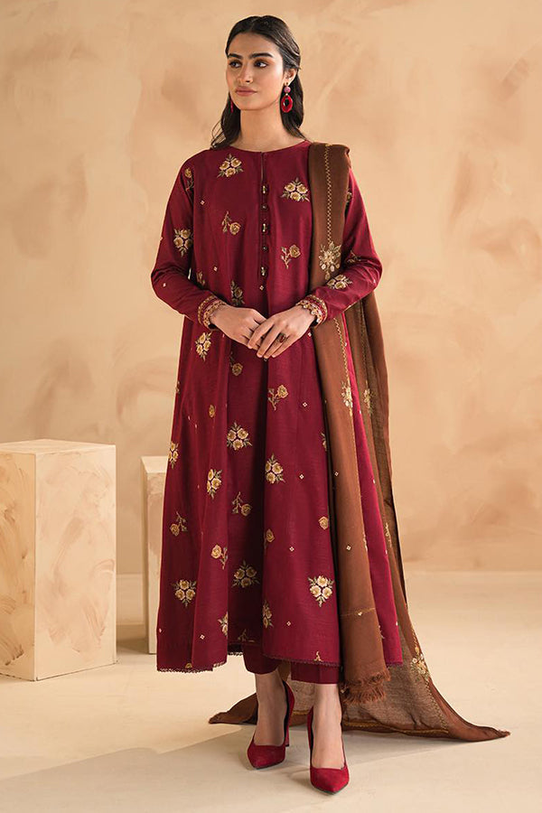 EMBROIDERED 3PC UNSTITCHED LAWN DRESS WITH EMBROIDERED DUPATTA D-132