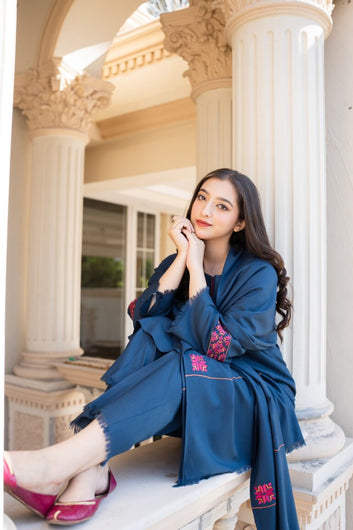 KARANDI 3PC EMBROIDERED DRESS EMBROIDERED SHAWL D-325