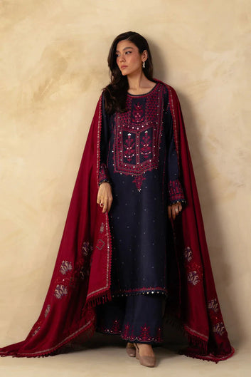 KHADDAR 3PC EMBROIDERED DRESS EMBROIDERED SHAWL D-352